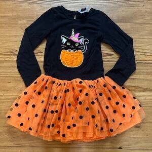Counting‎ Daisies Halloween cat long sleeve orange polkadot tutu dress SIZE 8